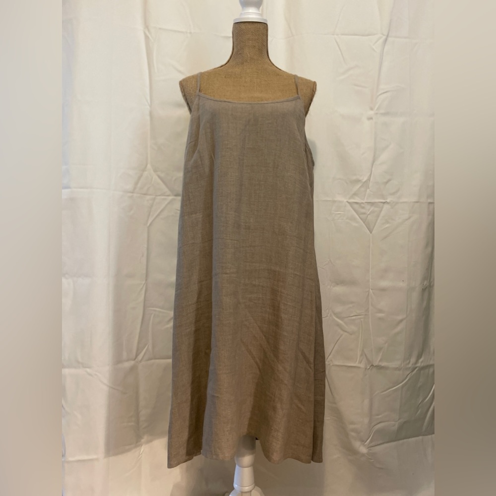 Etsy seller Linenbee Custom Linen Flax/Dark Beige Linen Camisole Slip Dress